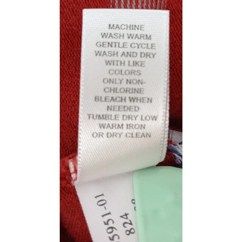 Banana Republic Mens M Red Gray Striped Round Neck Long Sleeve Knit Sweater